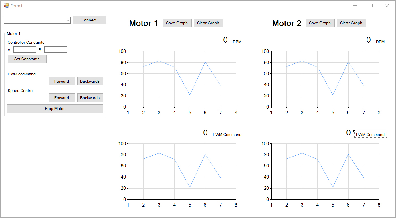 The C# program we used during development to monitor the performance of the braiding machine in real-time